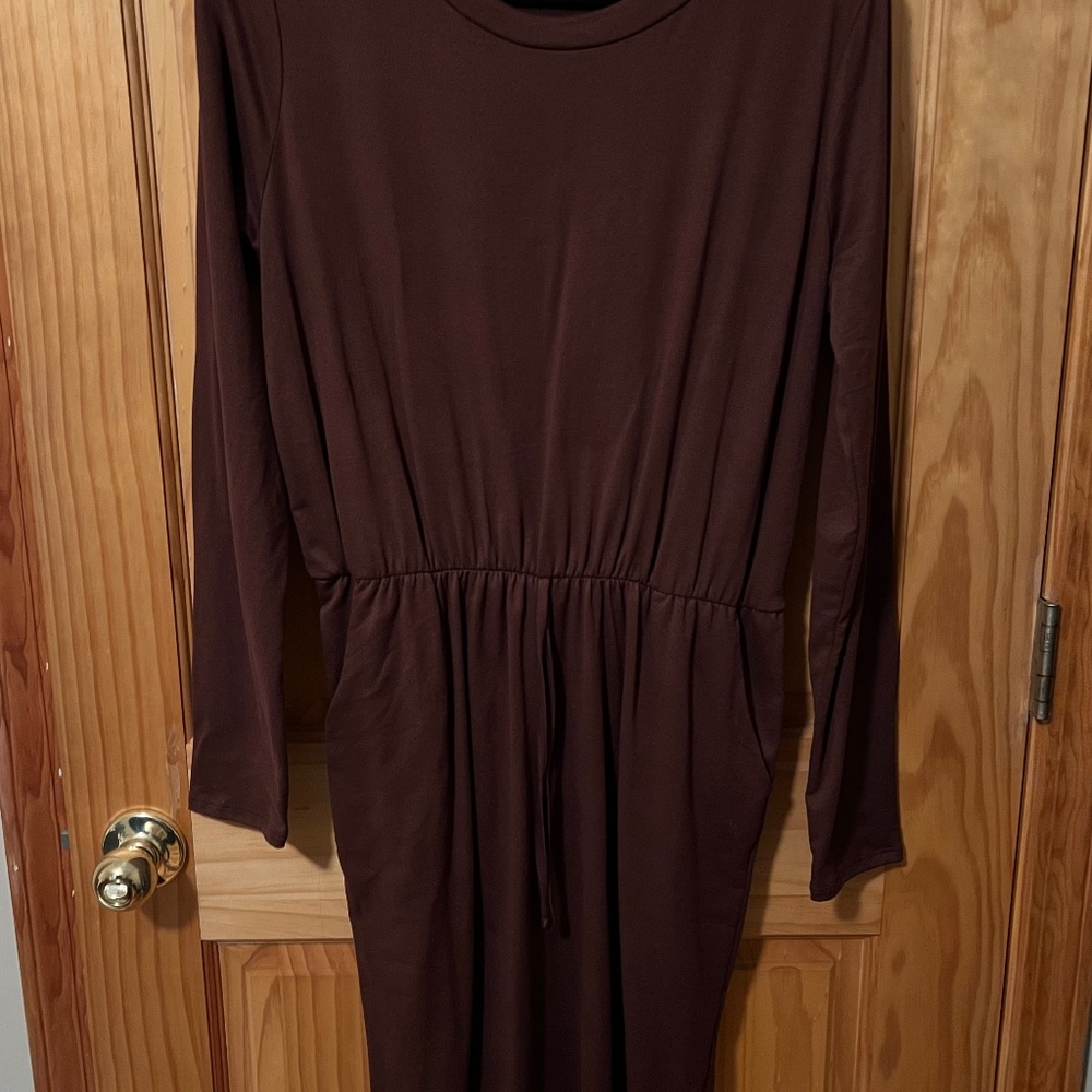 You & Me long sleeve knee length jersey knit dress size l burgundy